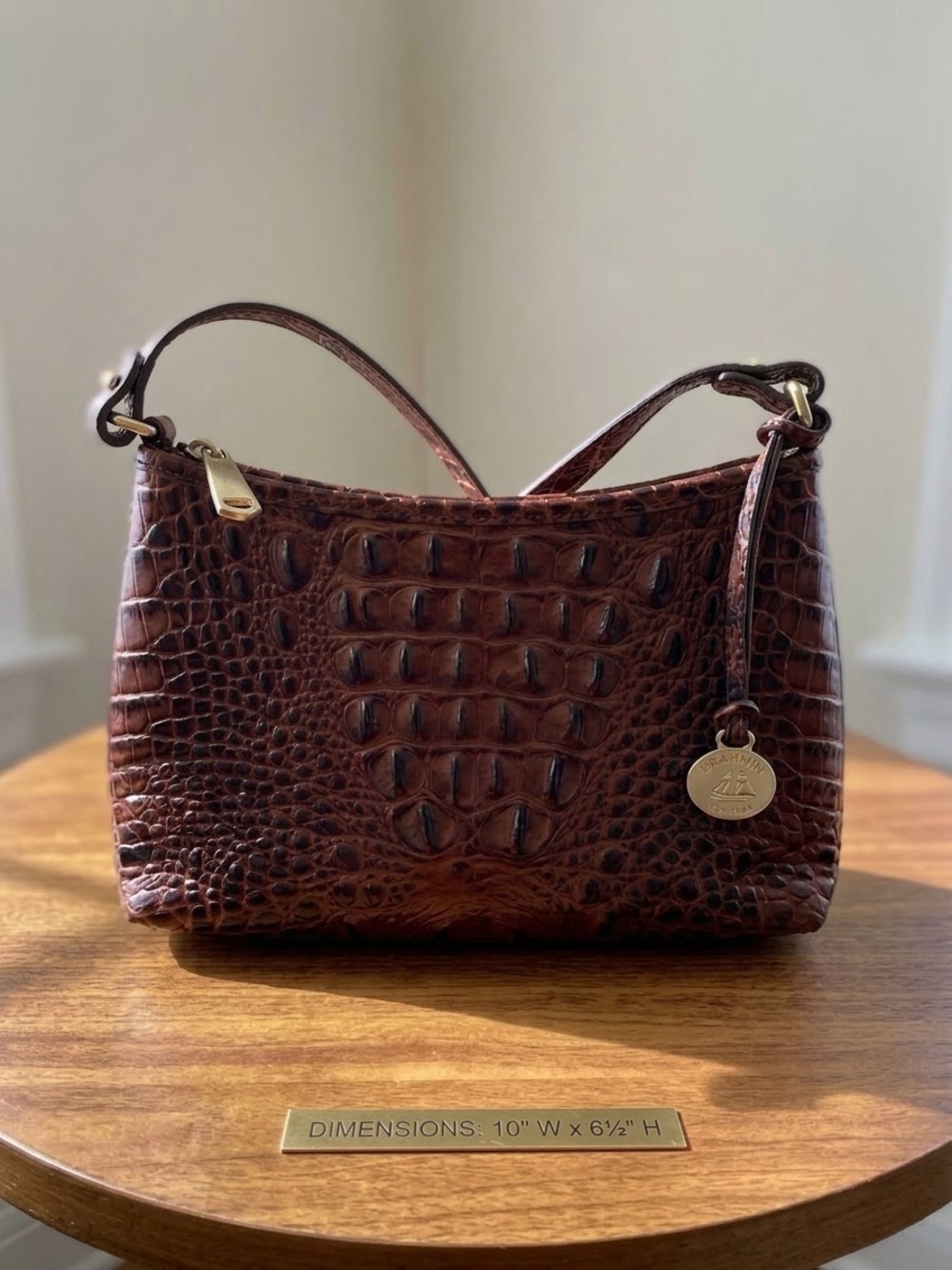 Brahmin Classic 2Tone Pecan Shade Croc-Embossed Leather Shoulder Bag